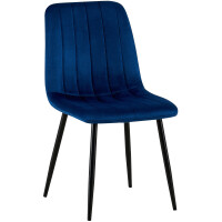 Stuhl LENZ Samt - 88x45x53cm, blau, Metall Gestell