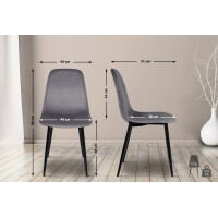 Esszimmerstühle 4er Set MOVI - Dunkelgrau Samt, Metall 