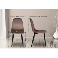 Esszimmerstühle 4er Set MOVI - Braun Samt, Metall | 88x