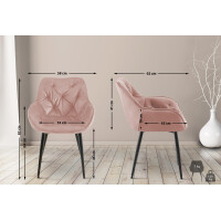 Esszimmerstuhl VIVI - Pink Samt, Metall | 83x58x62cm 2