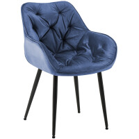 Esszimmerstuhl VIVI - Blau Samt, Metall | 83x58x62cm