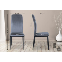 6er Set Esszimmerstühle SAVINO Samt - 99x41,5x40cm, hel