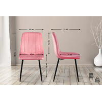 Stuhl LENZ Samt - 88x45x53cm, pink, Metall Gestell 2