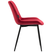 4er Set Esszimmerstühle WIKIL Samt - 80x51x60cm, rot, S