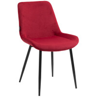 2er Set Esszimmerstühle WIKIL Samt - 80x51x60cm, rot, S