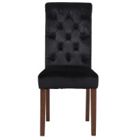 2er Set Esszimmerstühle WALES Samt - 98x45x63cm, schwar