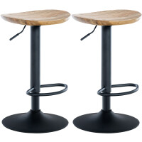 Barhocker 2er Set h&ouml;henverstellbar Natur SABU -...