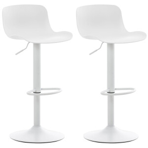 Barhocker 2er Set höhenverstellbar Weiß KUSI - Ku