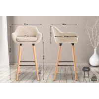 Barhocker mit Lehne Creme VILO - Stoffbezug, 99x55x46cm 2