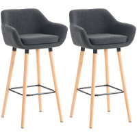 Barhocker 2er Set mit Lehne Dunkelgrau VILO - Stoffbezug,...