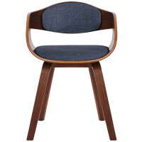 Besucherstuhl LONDON Stoff - 73x49x46cm, Walnuss/Blau | Stof