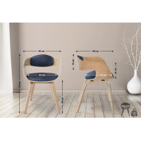 2er Set Stühle LONDON Stoff - 73x49x46cm, Natur/Blau | 