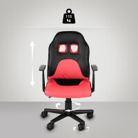 Kinder Bürostuhl MIA - 83x56x59, Schwarz/Rot | Kunstled