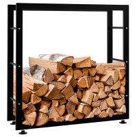 Kaminholzregal innen Metall SATLO| Schwarz, 25x80x80cm