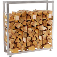 Kaminholzregal innen Metall SATLO| Edelstahl, 25x100x100cm