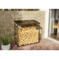 Kaminholzregal aussen mit Abdeckung HEOD | 70x143x145, Stahl