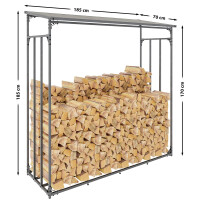 Kaminholzregal aussen mit Abdeckung HEOD | 70x185x185, Stahl