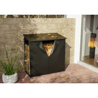 Kaminholzregal aussen mit Abdeckung HEOD | 70x143x145, Stahl