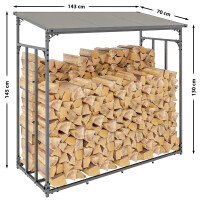 Kaminholzregal aussen mit Abdeckung HEOD | 70x143x145, Stahl