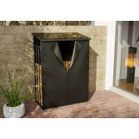 Kaminholzregal aussen mit Abdeckung HEOD | 70x130x185, Stahl