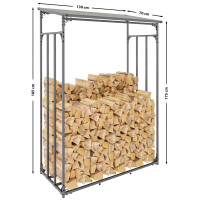 Kaminholzregal aussen mit Abdeckung HEOD | 70x130x185, Stahl