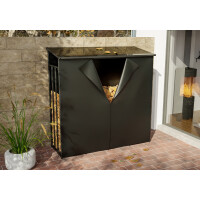 Kaminholzregal aussen mit Abdeckung HEOD | 70x185x185, Stahl