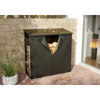 Kaminholzregal aussen mit Abdeckung HEOD | 70x165x165, Alumi