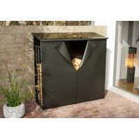Kaminholzregal aussen mit Abdeckung HEOD | 70x185x185, Alumi