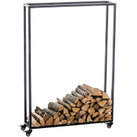 Kaminholzregal innen Metall BETTA - mit Rollen, 25x80x150...