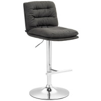 Barhocker TURIN - Dunkelgrau, Stoff, Chrom | Barhocker...