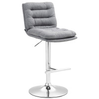 Barhocker TURIN - Grau, Stoff, Chrom | Barhocker mit Lehne