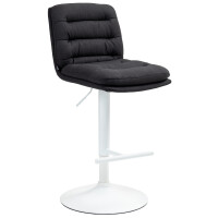 Barhocker TURIN - Schwarz, Stoff, Wei&szlig; |...