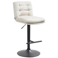 Barhocker TURIN - Creme, Samt, Schwarz | Barhocker mit Lehne