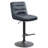 Barhocker TURIN - Dunkelgrau, Samt, Schwarz | Barhocker...