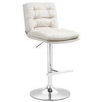 Barhocker TURIN - Creme, Samt, Chrom | Barhocker mit Lehne