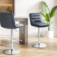 Barhocker TURIN - Dunkelgrau, Samt, Chrom | Barhocker mit Le