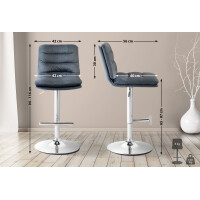 Barhocker TURIN - Dunkelgrau, Samt, Chrom | Barhocker mit Le