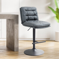 Barhocker TURIN - Grau, Kunstleder, Schwarz | Barhocker mit 