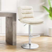 Barhocker TURIN - Creme, Kunstleder, Chrom | Barhocker mit L