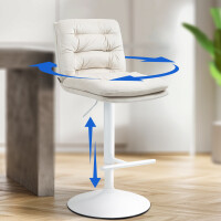 Barhocker 2er Set TURIN - Creme, Samt, Weiß | Barhocke