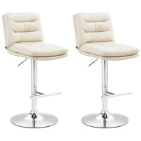 Barhocker 2er Set TURIN - Creme, Kunstleder, Chrom |...