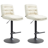Barhocker 2er Set TURIN - Creme, Stoff, Schwarz |...