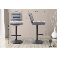 Barhocker 2er Set TURIN - Grau, Stoff, Schwarz | Barhocker m