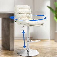 Barhocker 2er Set TURIN - Creme, Stoff, Chrom | Barhocker mi