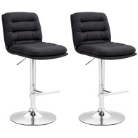 Barhocker 2er Set TURIN - Schwarz, Stoff, Chrom |...