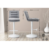 Barhocker 2er Set TURIN - Grau, Stoff, Weiß | Barhocke