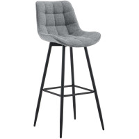 Barhocker SYDNEY - Grau, Stoff | Barhocker mit Lehne