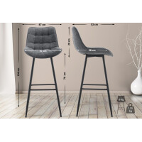 Barhocker SYDNEY - Dunkelgrau, Stoff | Barhocker mit Lehne 4