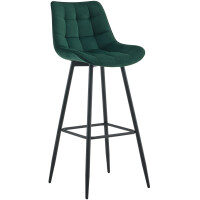 Barhocker SYDNEY - Gr&uuml;n, Samt | Barhocker mit Lehne