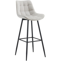 Barhocker SYDNEY - Grau, Samt | Barhocker mit Lehne